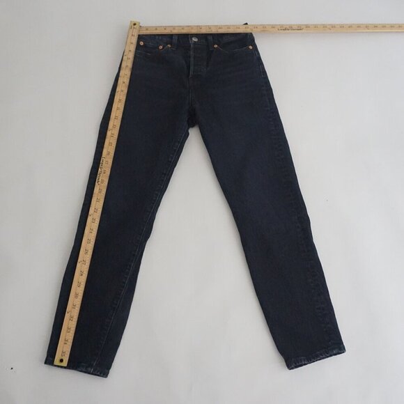 Levi's Wedgie Black Stone Wash Straight Tapered High Waisted Denim Jeans 26 - Picture 2 of 12